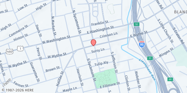 Map showing Victory Christian U.C.C. at 32 E. Wythe St., Petersburg, VA