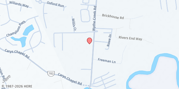 Map showing Poquoson Baptist Church at 283 Wythe Creek Rd, Poquoson, VA