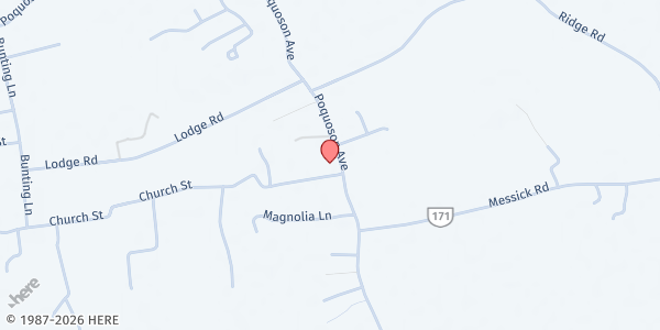 Map showing Trinity United Methodist Church at 1294 Poquoson Ave, Poquoson, VA