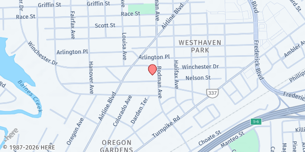 Map showing Crossroads UMC at 1800 Rodman Ave., Portsmouth, VA