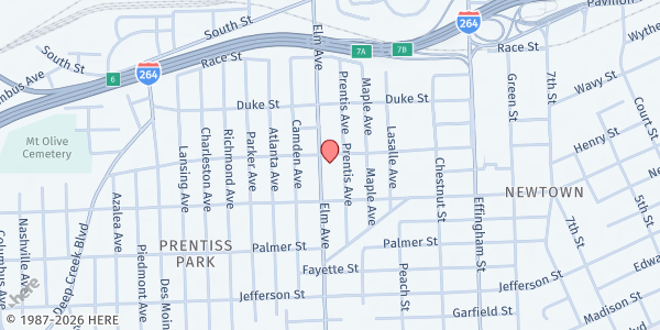 Map showing Wesley Community Service Center at 1701 Elm Ave., Portsmouth, VA