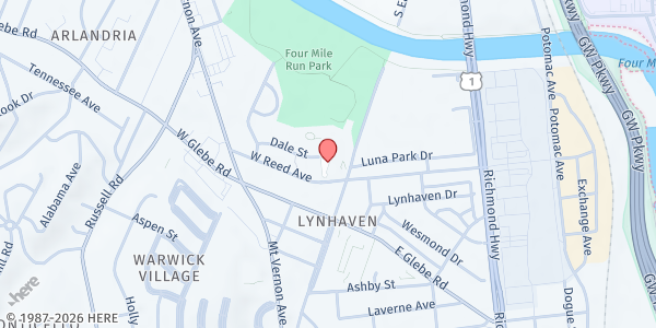 Map showing Chick Armstrong Recreation Center at 25 West Reed Avenue, Potomac West, VA