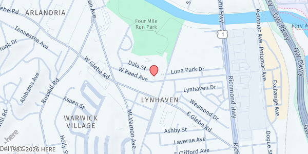 Map showing Leonard "Chick" Armstrong Recreation Center at 25 West Reed Avenue, Potomac West, VA