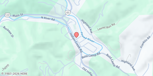 Map showing First Baptist Church at 11292 Riverside Dr, Pound, VA
