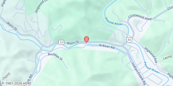 Map showing Independent Baptist Church at 8300 Main St, Pound, VA
