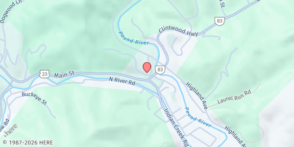 Map showing Pound Methodist Church at 11424 Church St, Pound, VA