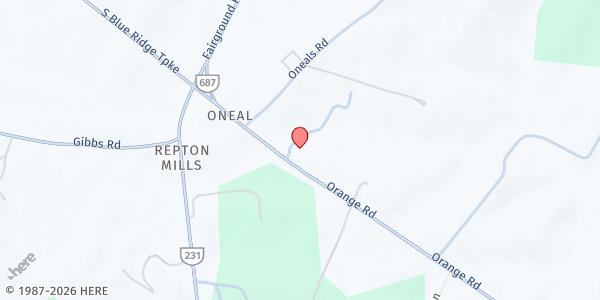 Map showing Madison Emergency Services Association at 927 Orange Road, Pratts, VA
