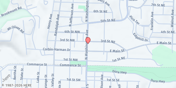 Map showing Beans and Rice Inc. Pulaski at 246 N Washington Ave B, Pulaski, VA