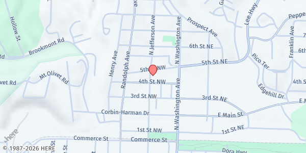 Map showing New River Community Action - Pulaski at 412 Jefferson Ave N, Pulaski, VA