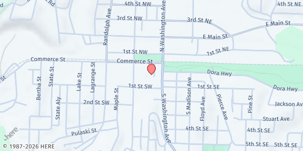 Map showing Pulaski County Department of Social Services at 53 Commerce St, Pulaski, VA