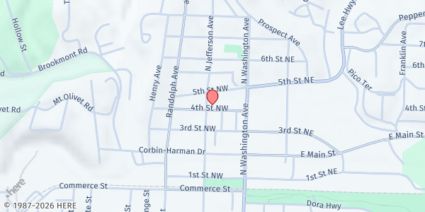 Map showing Pulaski Daily Bread at N. Jefferson Ave 408, Pulaski, VA