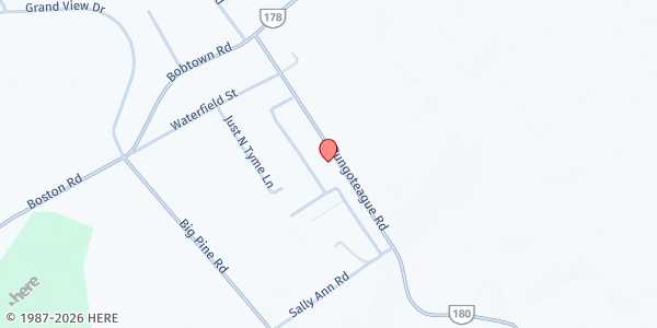 Map showing Pungoteague Community Church at 15436 Pungoteague Rd., Pungoteague, VA