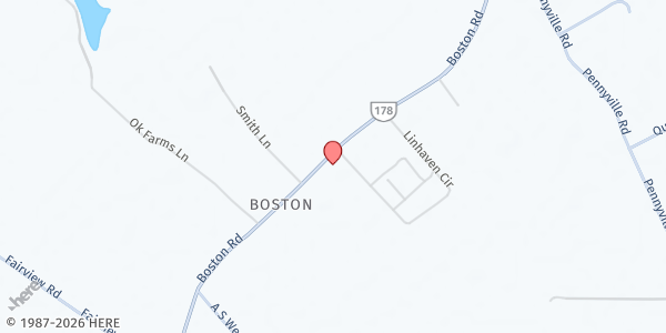 Map showing Shiloh Baptist Church at 31559 Boston Rd., Pungoteague, VA
