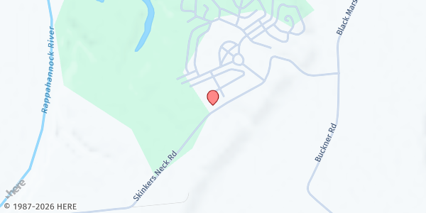 Map showing 4 Winds Campground at 2350 Skinkers Neck Rd, Rappahannock Academy, VA