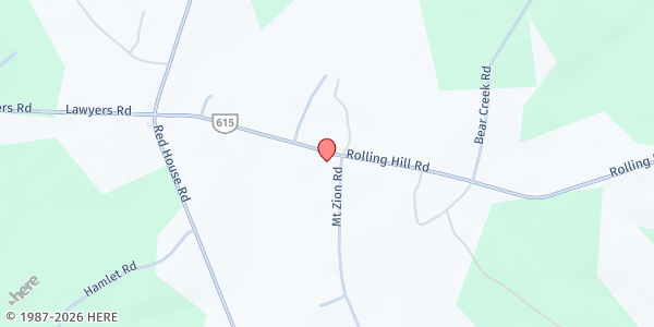 Map showing Mt. Zion Baptist (Red House) at 1303 Mt. Zion Rd., Red House, VA