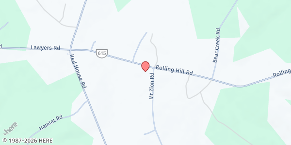 Map showing Mt. Zion Baptist – Red House at 1303 Mount Zion Road, Red House, VA