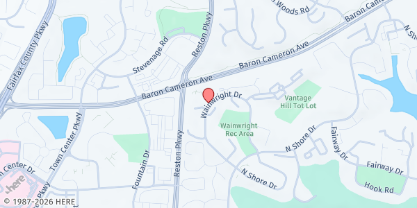 Map showing St. Anne's Episcopal Church at 1700 Wainwright Drive, Reston, VA