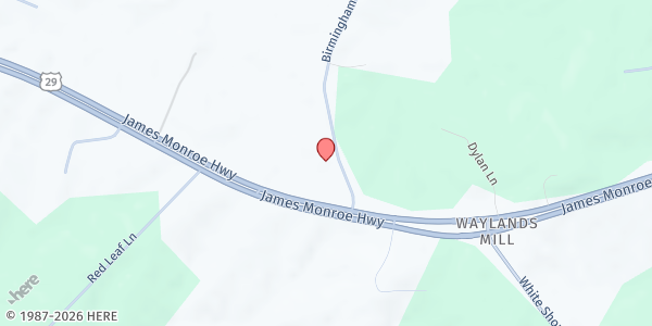 Map showing Reva Mobile Food Pantry at Reva Volunteer Fire Department, 18230 Birmingham Rd., Reva, VA