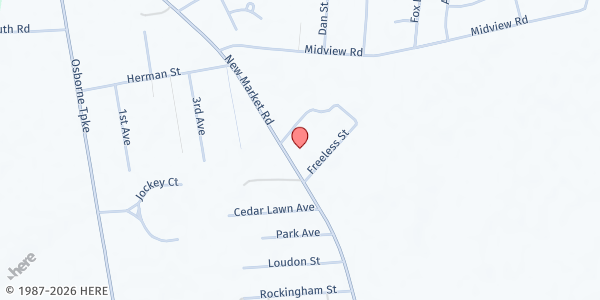 Map showing Antioch Baptist Church at 1384 New Market Road, Richmond, VA