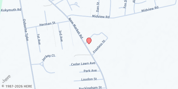 Map showing Antioch Baptist Church at 1384 New Market Rd., Richmond, VA