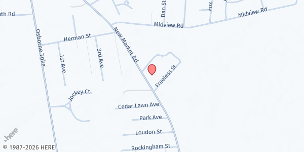 Map showing Antioch Baptist Church Food Pantry at 1384 New Market Rd., Richmond, VA