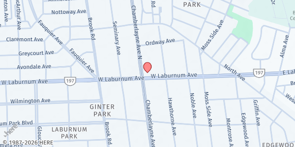 Map showing Apostolic Faith Church at 3801 Chamberlayne Avenue, Richmond, VA