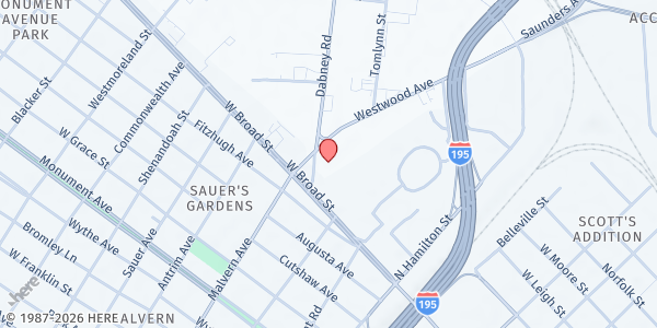 Map showing Atlantic Outreach Group at 2421 Westwood Ave., Richmond, VA