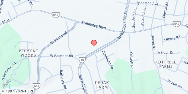 Map showing Belmont United Methodist Church at 3510 Broad Rock Blvd, Richmond, VA