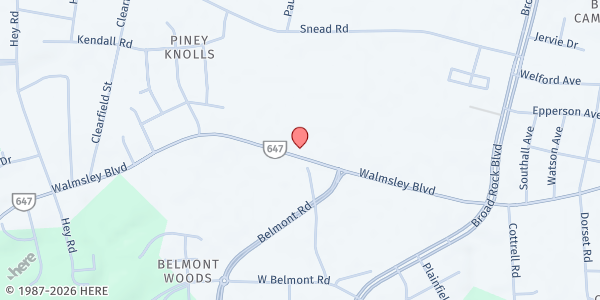 Map showing Broad Rock Baptist Church at 5106 Walmsley Boulevard, Richmond, VA