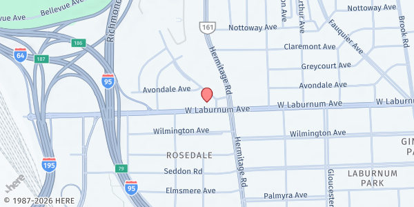 Map showing Christ Ascension Episcopal Church at 1704 West Laburnum Ave., Richmond, VA