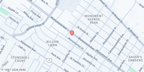 Map showing Church of the Holy Comforter Food Pantry at 4819 Monument Avenue, Richmond, VA