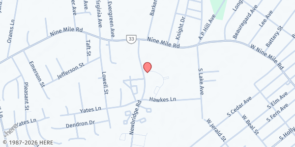 Map showing Coventry Gardens at 201 Newbridge Circle, Richmond, VA