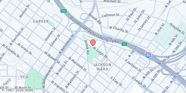 Map showing Ebenezer Baptist Church at 216 West Leigh Street, Richmond, VA