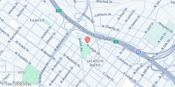 Map showing Ebenezer Baptist Church at 216 W. Leigh St., Richmond, VA