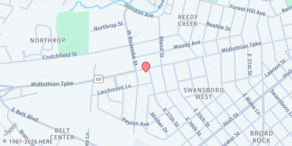 Map showing Ephesus Community Service at 3700 Midlothian Turnpike, Richmond, VA