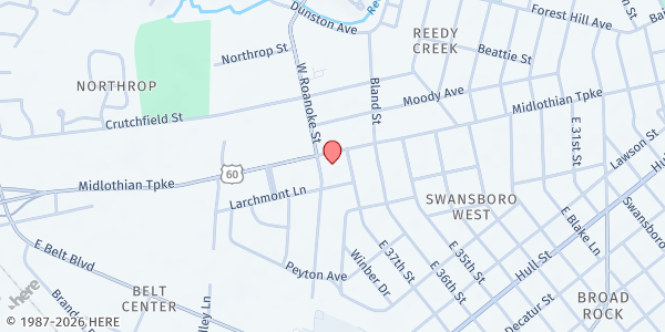 Map showing Ephesus Community Services - Food Distribution Center at 3700 Midlothian Tpke, Richmond, VA