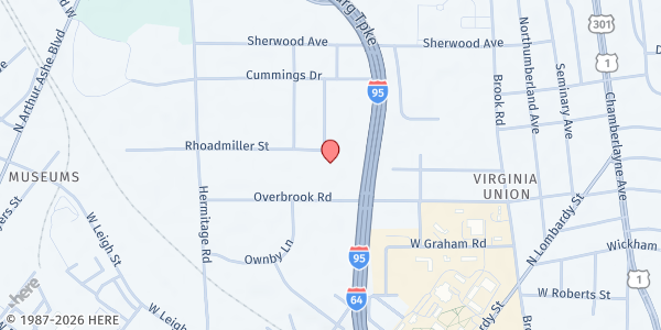 Map showing Feed More - Richmond Main Location at 1415 Rhoadmiller St, Richmond, VA