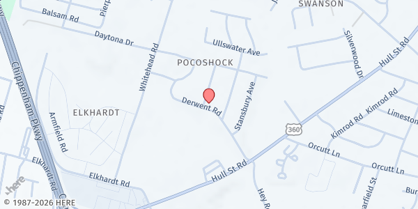 Map showing First Union Food Pantry at 6144 Derwent Road, Richmond, VA