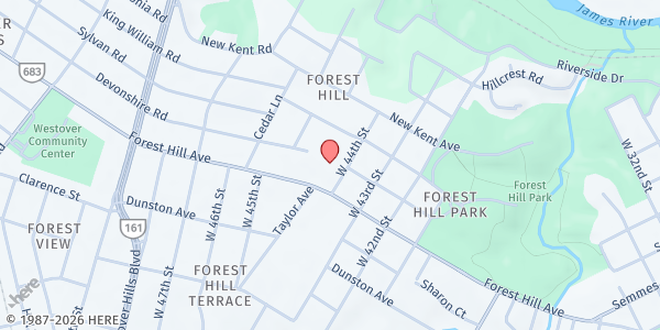 Map showing Forest Hill Presbyterian Church - Little Pantry at 4401 Forest Hill Ave., Richmond, VA