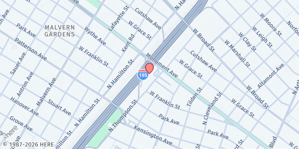 Map showing Immanuel Baptist Church at 3601 Monument Ave., Richmond, VA