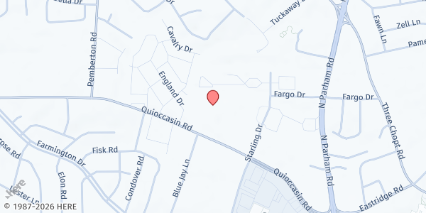 Map showing In Jesus's Name Food Pantry at West End Presbyterian Church at 9008 Quioccasin Rd., Richmond, VA