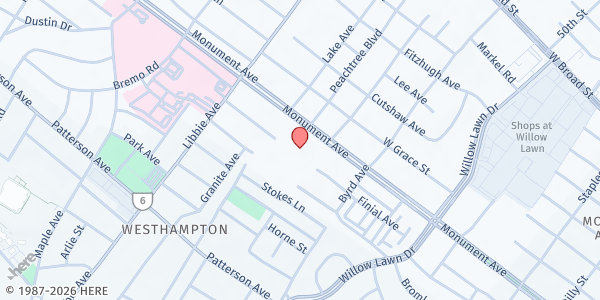 Map showing Jewish Community Center- Rich. & CDC at 5403 Monument Ave., Richmond, VA