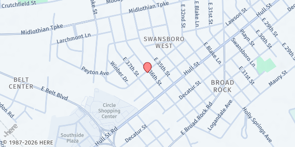 Map showing Koinonia Christian Church at 3600 McRand Street, Richmond, VA
