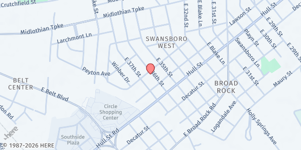 Map showing Koinonia Community Church - Food Distribution Center at 3600 McRand Street, Richmond, VA