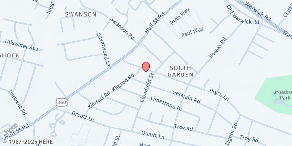 Map showing La Roca Food Pantry at 5601 Bryce Lane, Richmond, VA