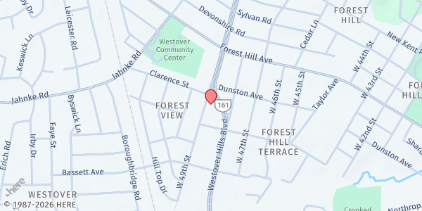 Map showing Living Water Community Center at 1000 Westover Hills Blvd., Richmond, VA