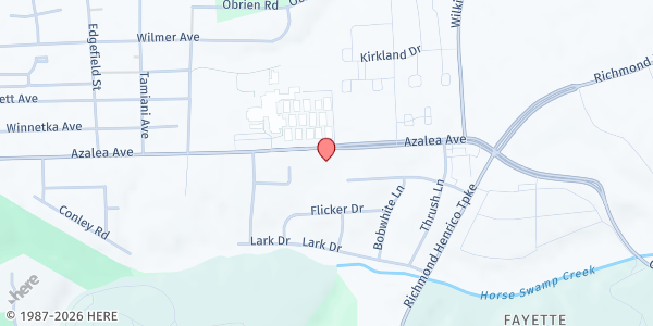 Map showing Meadowood COG Pantry at 325 Azalea Avenue, Richmond, VA