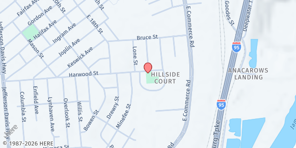 Map showing Mobile Food Pantry-Hillside at 1500 Harwood St., Richmond, VA