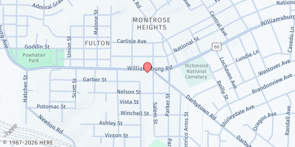 Map showing Neighborhood Resource Center at 1519 Williamsburg Road, Richmond, VA