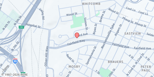 Map showing New Covenant Apostolic Church Food Pantry at 2129 Ford Ave., Richmond, VA